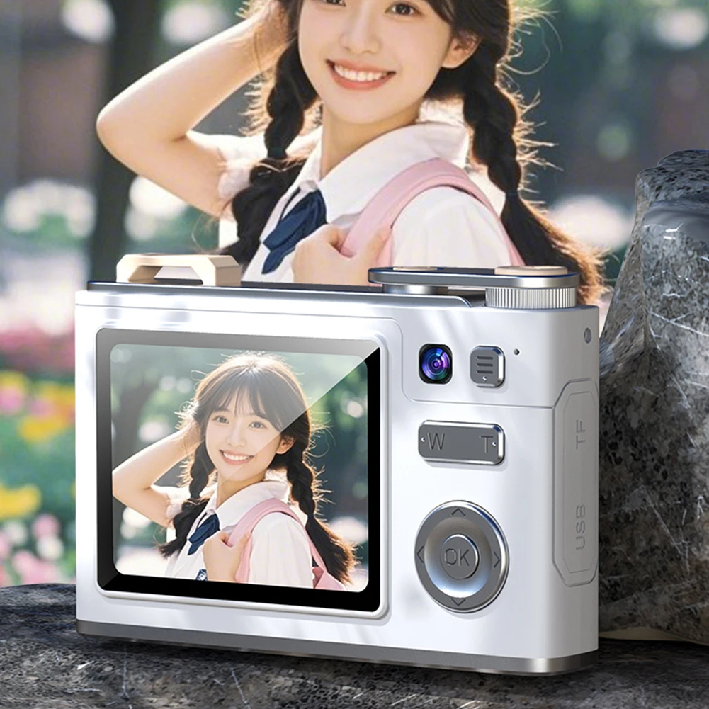 Цифровая камера 64 МП 2,8 дюйма с защитой от сотрясений, цифровая камера для точек и съемки, маленькая камера, камера для видеоблогов 4K для подростков, взрослых, начинающих