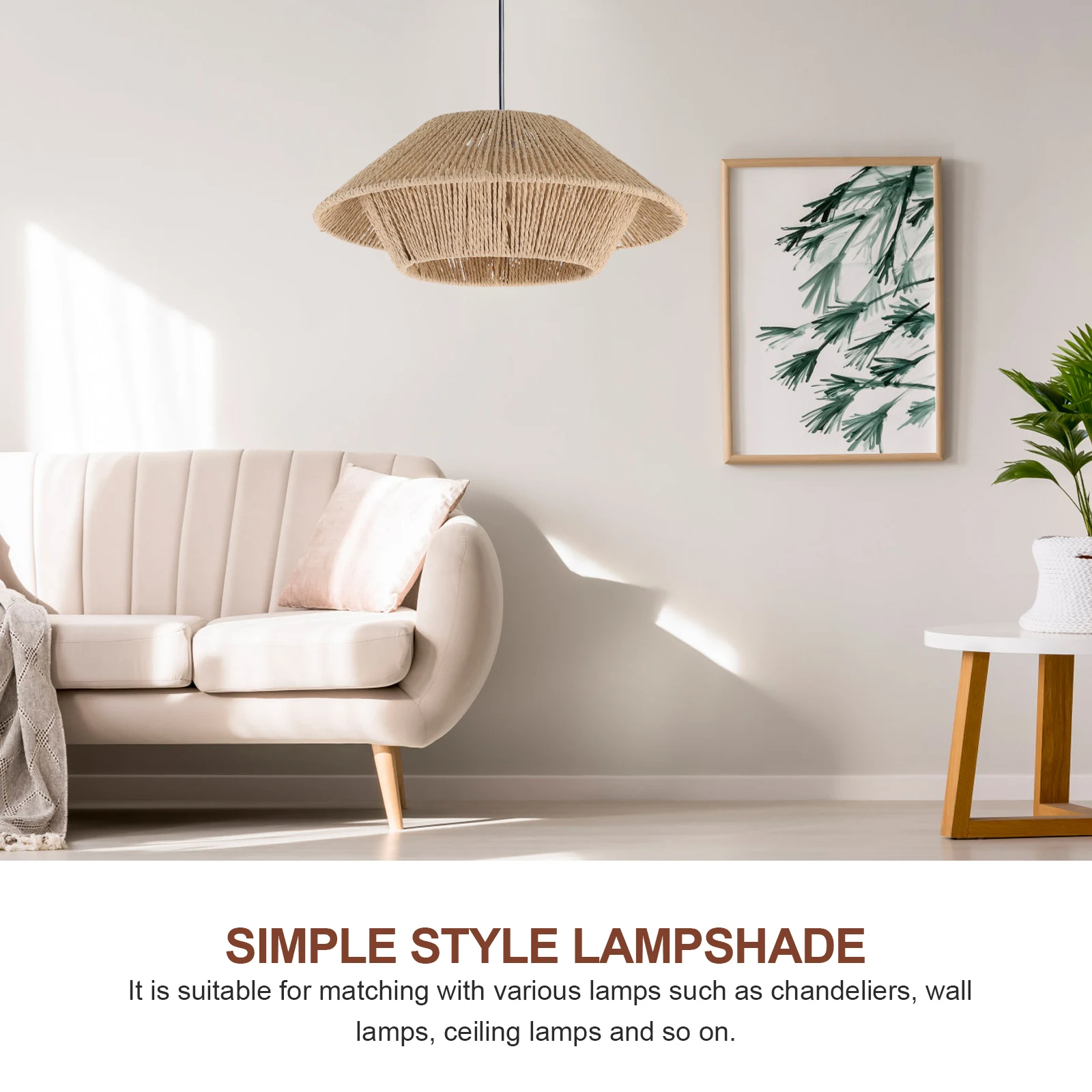 

Vintage Ceiling Lampshade Natural Paper Weaving Design Simulated Rattan Rope Home Decoration Light Cover
