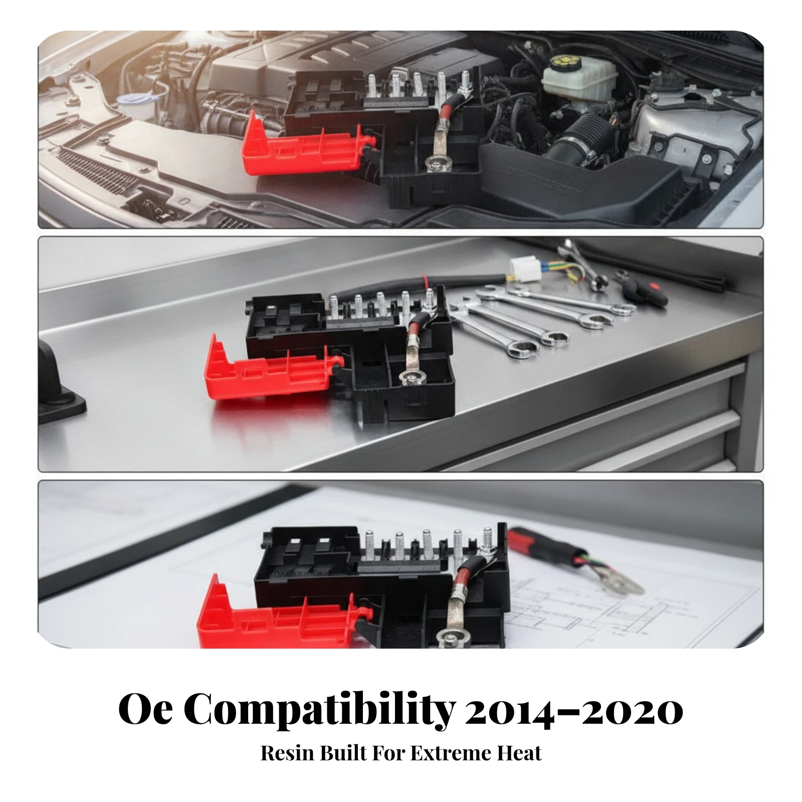 Fuse Box Assembly Under-Hood Fuse Block with Cable Auto Part Heavy-Gauge Corrosion-Resistant for Technicians, Power Distribution