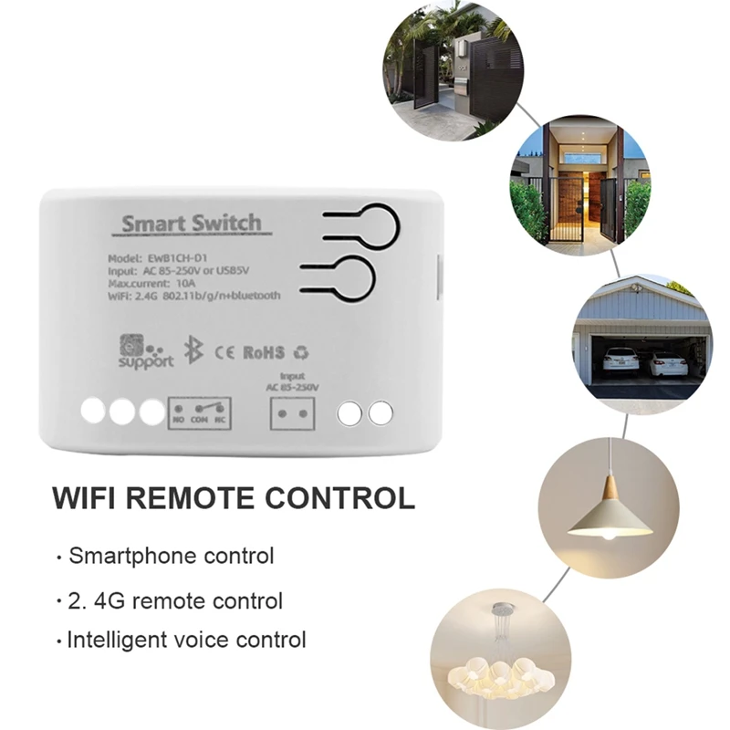 AC/DC 7V-32V White Module With Case Wifi+Bluetooth 1CH Remote Control Relay Ewelink For Alexa Google Home