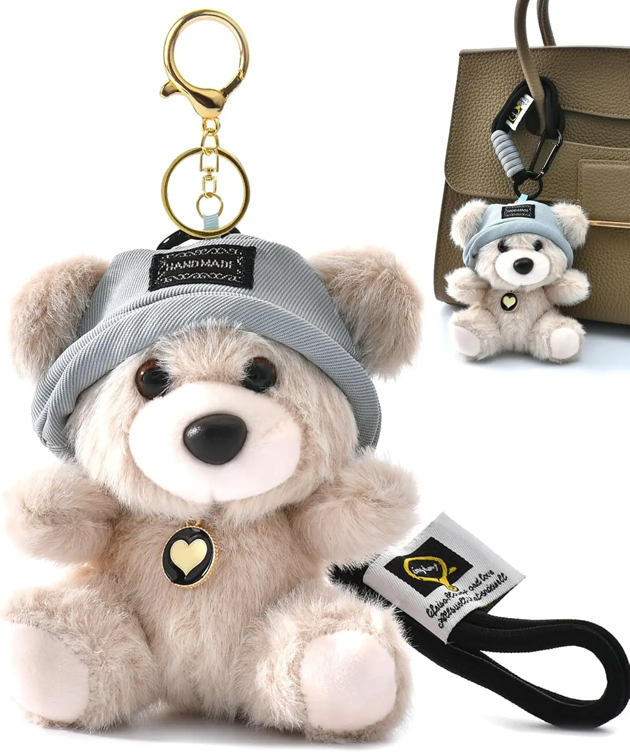 Adorable Plush Bear Keychain Charm for Handbags, Purses, Backpacks, and Car Keys - Perfect Gift