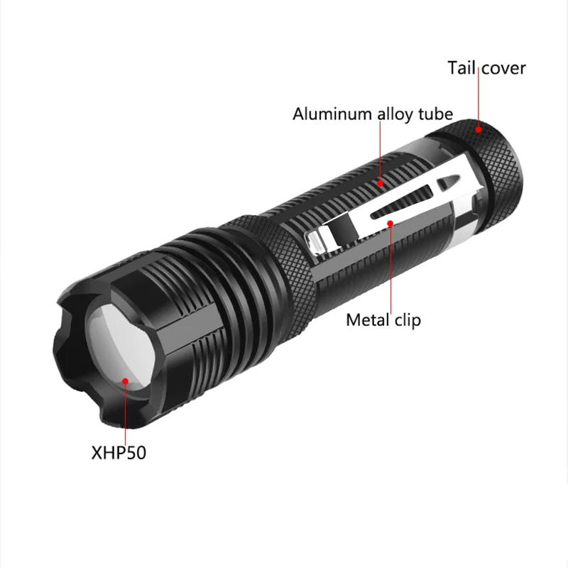 Xhp50.2 FlashLight Most Powerful Flash Light Ultra Bright 5 Modes Zoomable Led Torch Xhp50 Battery Camping Fishing Extra Bright