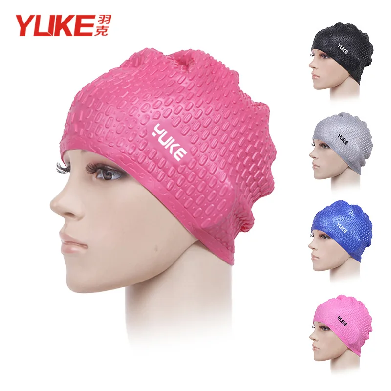 YUKE Silicone Swimming Cap Unisex Flexible Waterproof Adult Waterdrop Swimming Head Cover Protect Ear Pool Bath Cap Badmuts