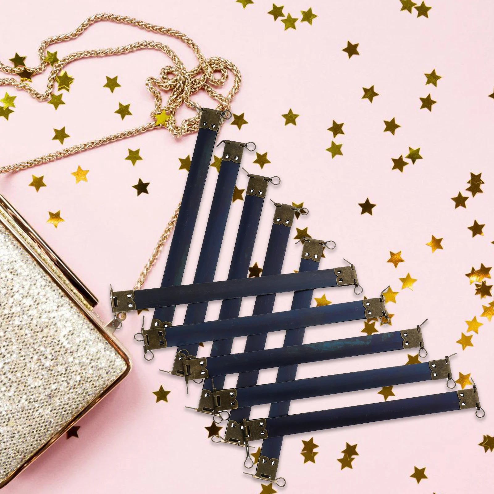 

10Pcs Handbag Inner Frame Metal Flex Purse Closure DIY Craft Adjustable Snap Clip for Bag Making Craft Supplies