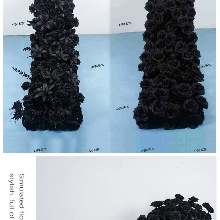 Schwarze Künstliche Blumenreihe Tischläufer Sofa Boden Blumenarrangement Hochzeit Hintergrund Dekoration Blumen Party Bankett Event Requisiten – Detail 4