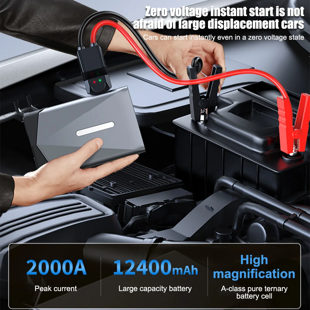 Portable Jump Starter with Air Compressor, 6-in-1 Car Battery Jump Starter with 150PSI Tire Inflator, 2000A Jumper Starter Kit