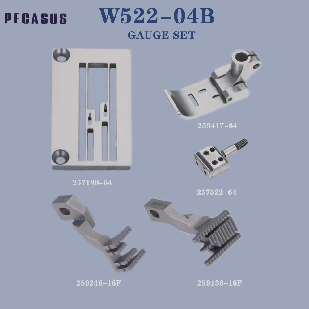 

Sewing Machine Parts Gauge Set For PEGASUS W522-04B Needle Plate25180-64 , Feed Dog259246-16F,Presser Foot259417,Needle Clamp