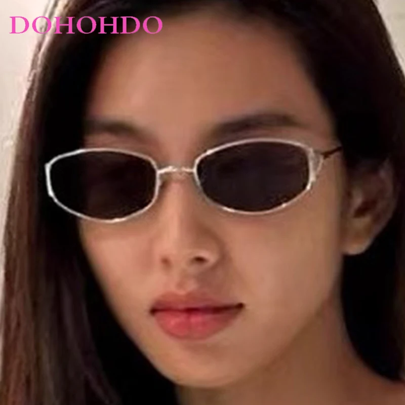 

Luxury Brand Designer Metal Small Oval Sunglasses For Men Women Fashion Punk Shades UV400 Driving Summer Traveling Eyeglasses