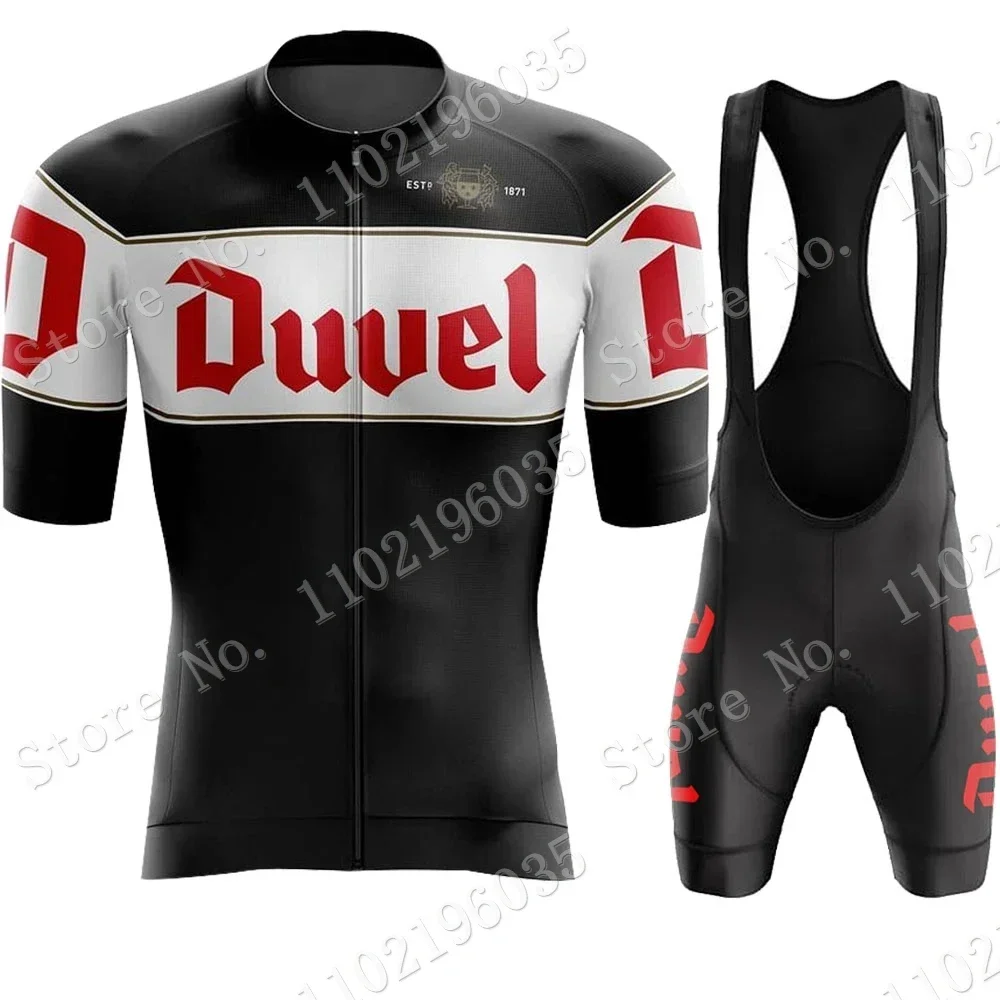 2024 Duvel Cycling Jersey Set Retro Belgium Red Black Beer Cycling Clothing Short Sleeve Road Bike Suit Bib Shorts Maillot MTB