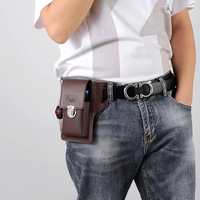 New Men's Mobile Phone Bag Portable Vertical Leather Case Multifunctional Phone Case Waistpack Card Bag Pu Leather