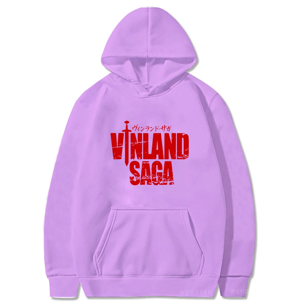 VINLAND SAGA Hoodies Men's Fashion Red Letter Hip Hop Streetwear Autumn Winter Fleece Warm Men Women Oversize Hooded Sweatshirts