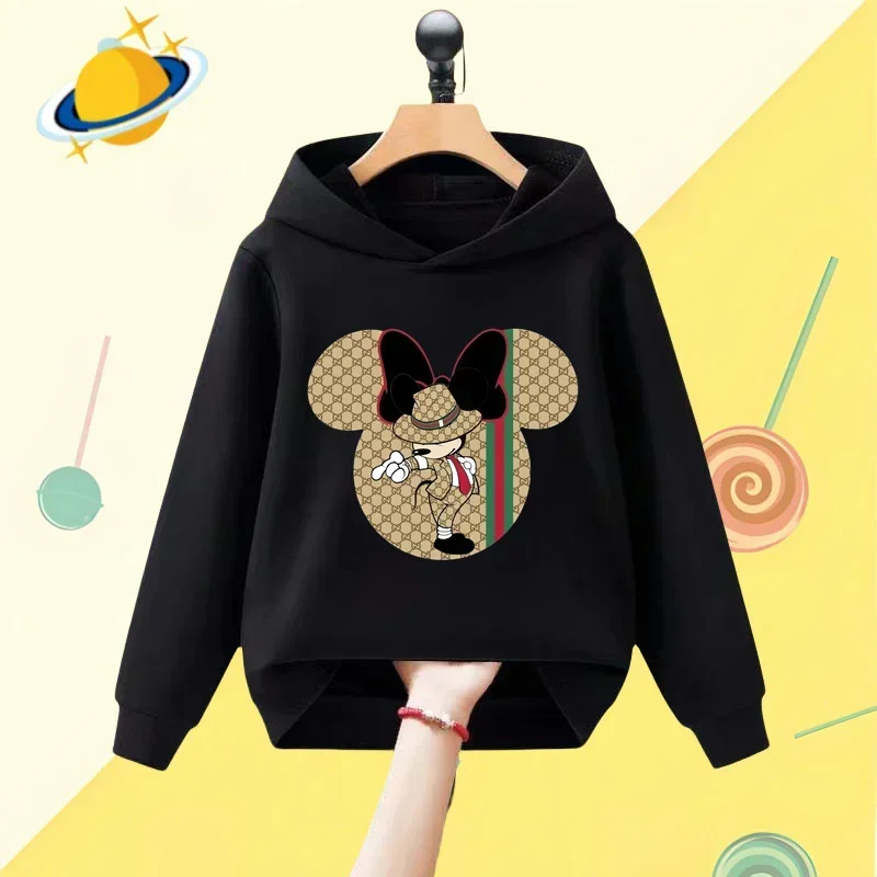 Mickey Minnie Anime Kids Hoodie Disney Cartoon print Autumn/Winter Long sleeve sweatshirt Boys/Girls Kawaii Harajuku casual top