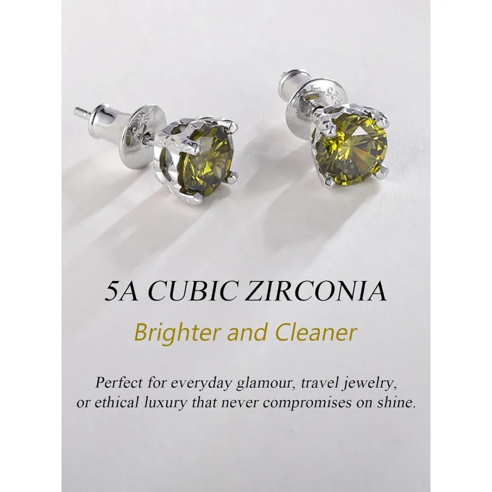 الفيروز الطبيعي و 5A مكعب زركونيا كبير جولة البريق حجر وأقراط، 925 الفضة الاسترليني هيبوالرجينيك للنساء