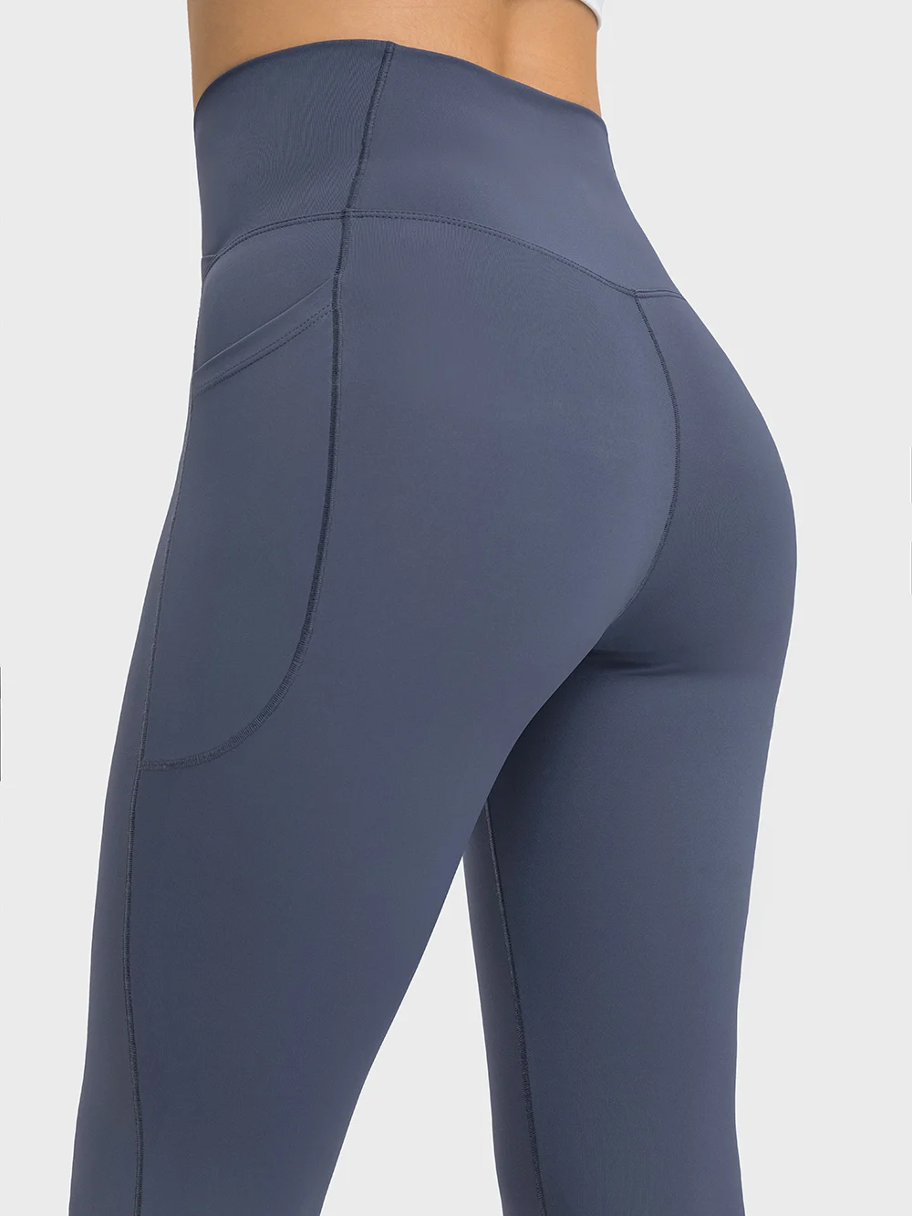 Nepoagym 25“ No Front Seam Women Yoga Leggings with Side Pockets Cross Waist Workout Legging Fitness Sport Pants for Running
