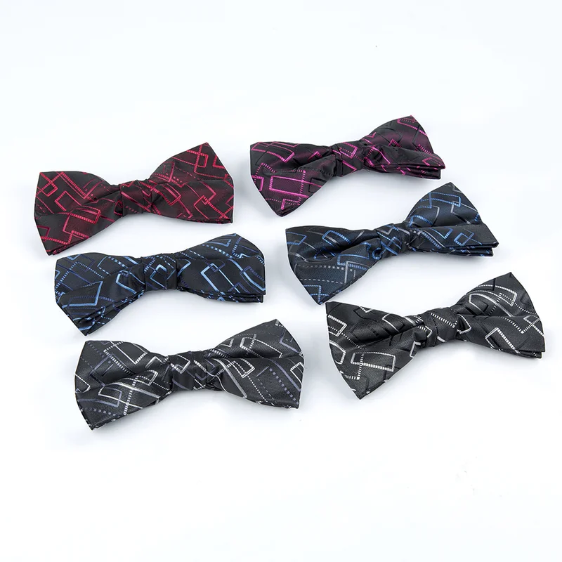 High Quality Bow Tie Silk Jacquard Geometric Figure Black Red Blue Bowtie Business Casual Graduation Company Party Holiday gifts