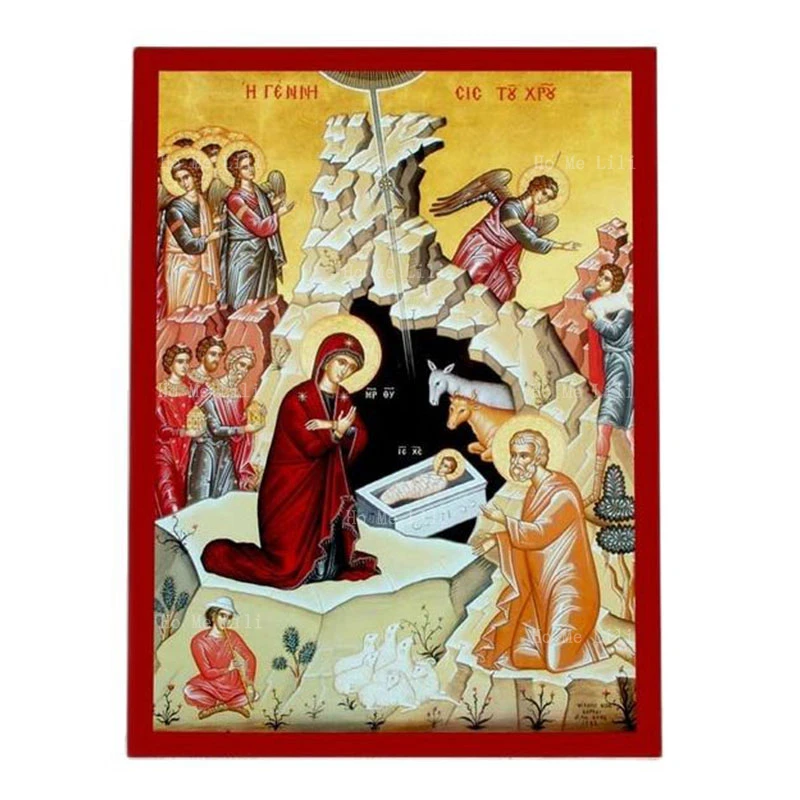 Jesus Christ Genesis Birth Of Jesus Orthodox Byzantine Greek Icon Canvas Wall Art For Livingroom Bedroom Decor Wedding Gift