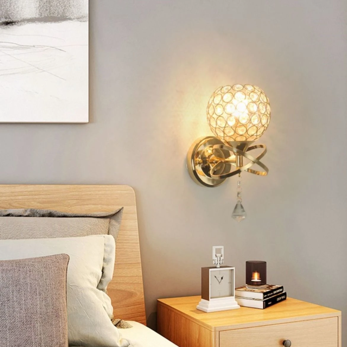 Wall Lamp Bedroom Postmodern Living Room Creative Corridor Nordic Stairs Crystal Glass Aisle Room Lamps Wall Decor Living Room