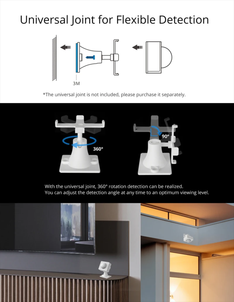 

SONOFF Motion sensor-BASE sensor bracket for flexible rotation of complete 360° horizontal and 90° vertical angle