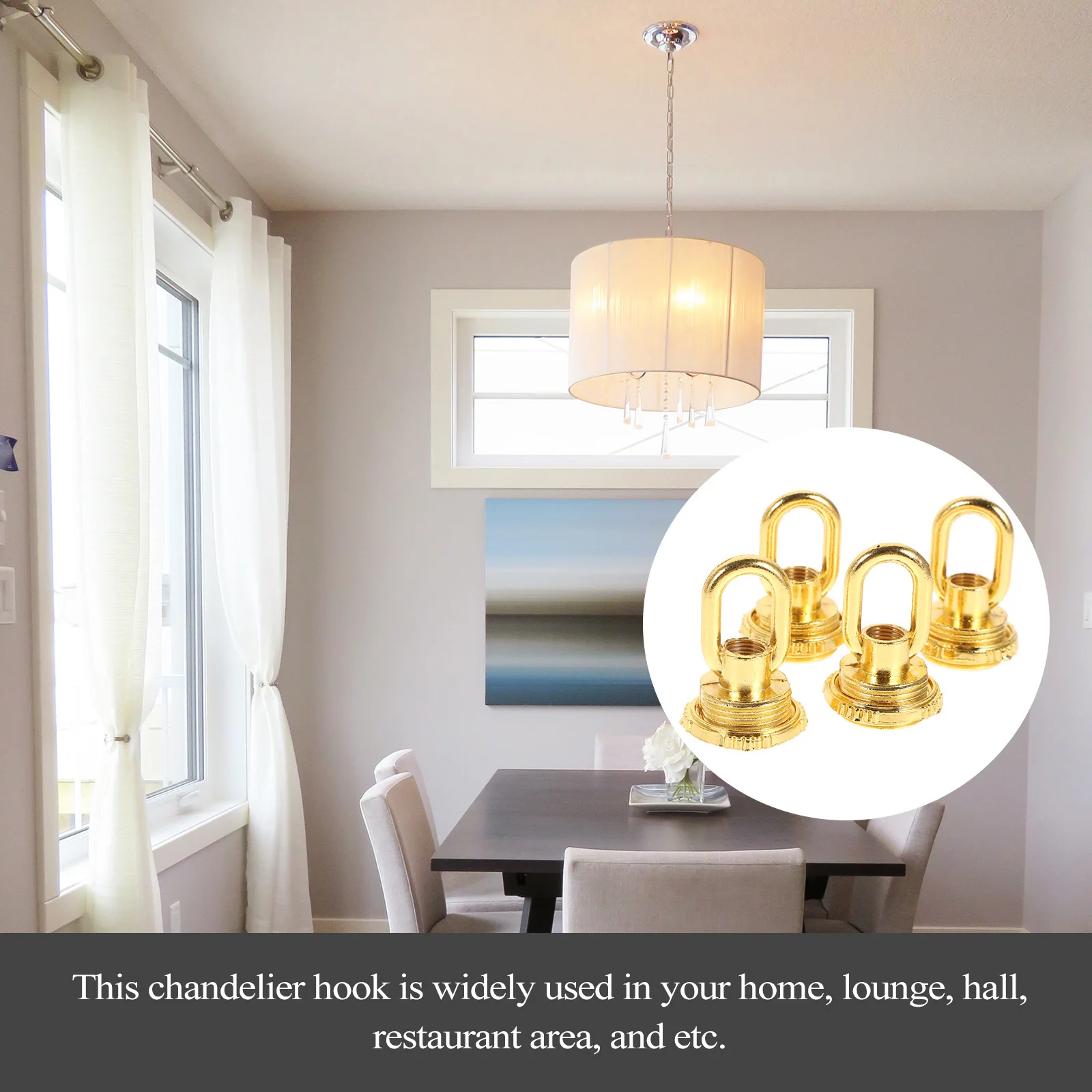 

4Pcs Vintage Ceiling Hook Zinc Alloy Heavy Duty Pendant Lamp Base Threaded Loop Holder for Chandeliers Lighting Accessories