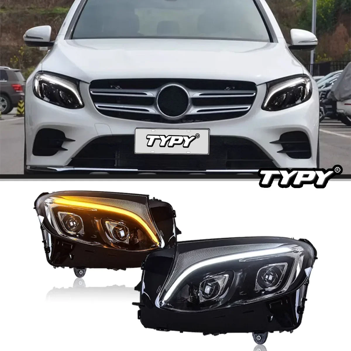 

TYPY Стайлинг автомобиля для Mercedes Benz GLC W253 Фара 2016-2019 Светодиодные передние лампы Проектор Фара указателя поворота Автозапчасти