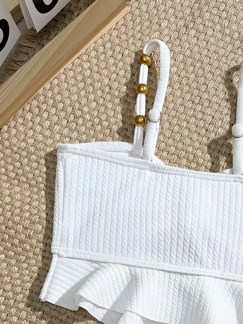 2026 Niedlicher Badeanzug mit Rüschensaum für Mädchen, Sommer-Strand-Schwimmanzug, 2-teiliger Tankini für Babymädchen, 2-teilige Badeanzüge, 4 bis 7 Jahre – Detail 5