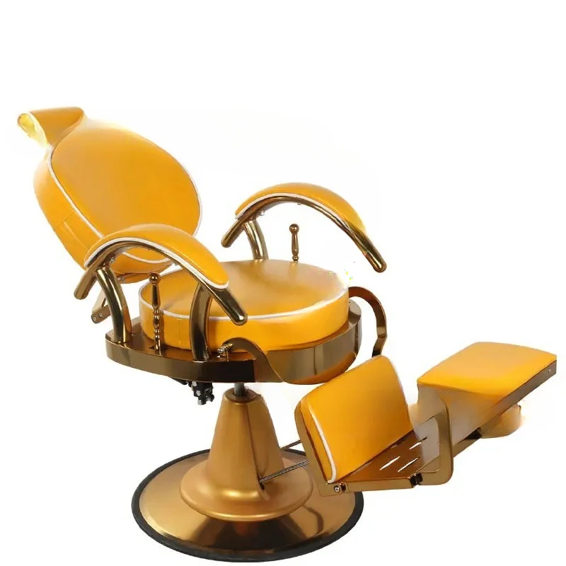 

Retro Oil Head Barber Chair and Hair Gallery Dedicated Lift and Fold Gold Plated Hair