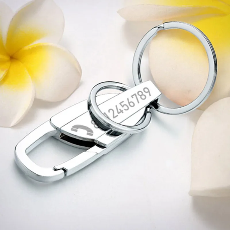 Customized Keychain For Car Plate Logo Number Anti-lost Keyring Engraved Name Key Chain Ring Personalized Gift For Men K372C