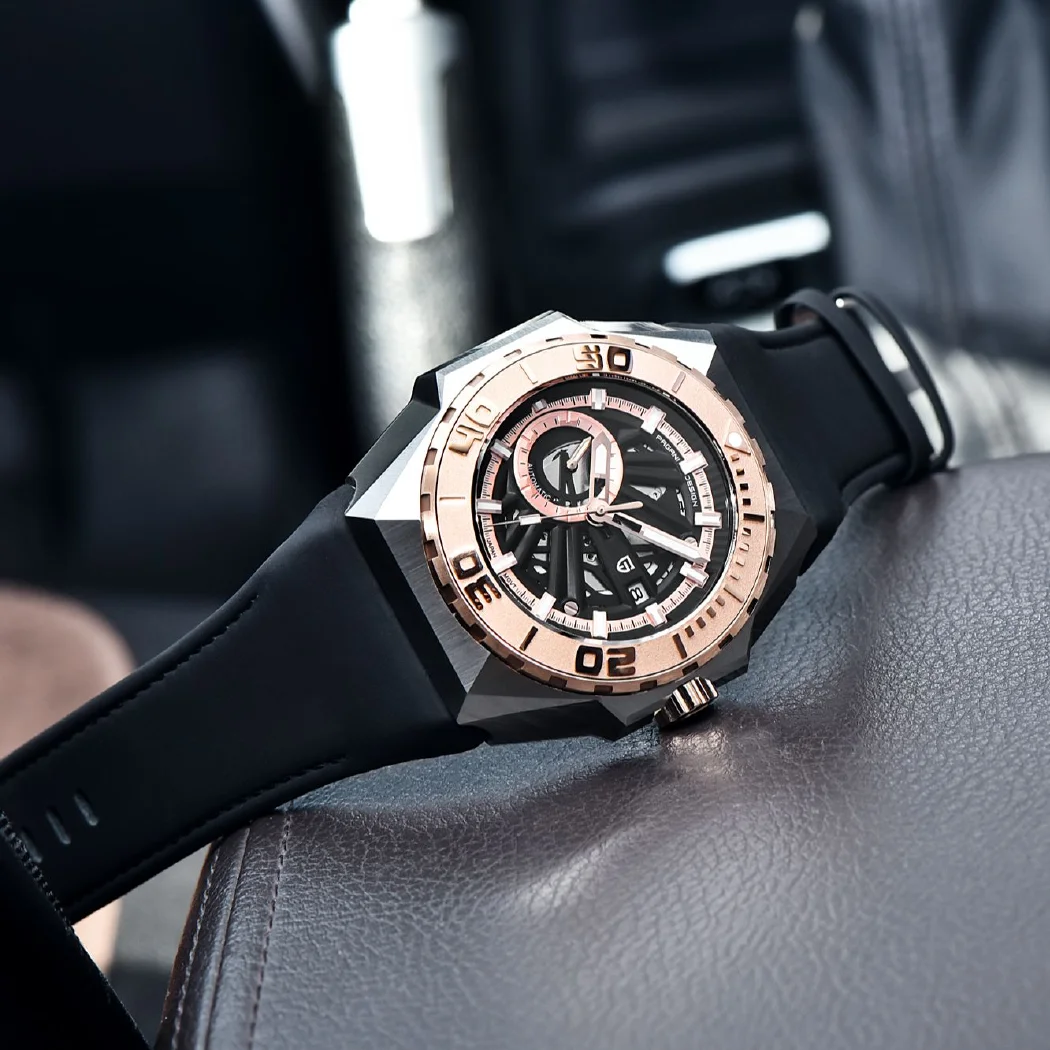 جديد PAGANI تصميم فاخر الرجال الميكانيكية ساعة معصم الهيكل العظمي التلقائي ساعة للرجال مقاوم للماء ساعة Relogio Masculino