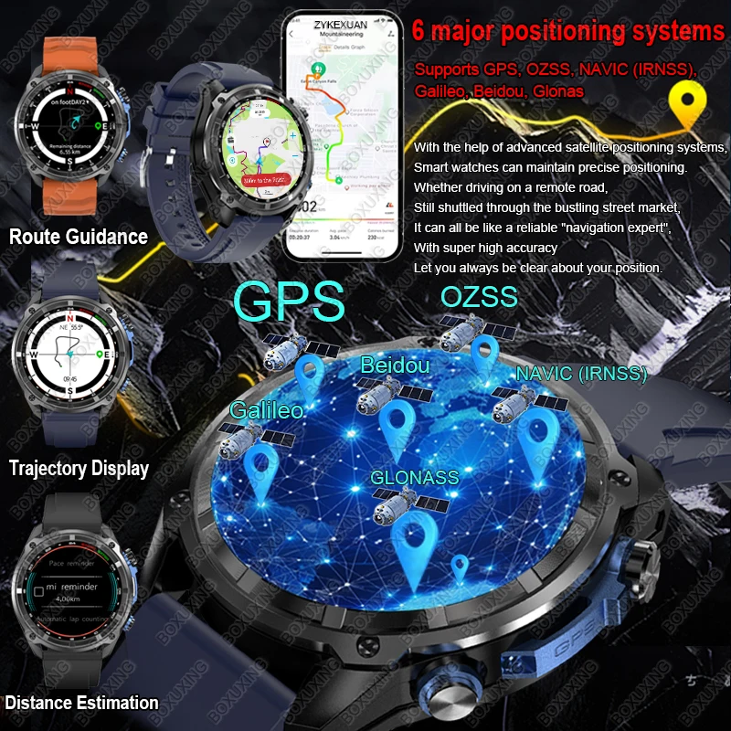 

2025 New T-Rex Tactical Smartwatch Built-in GPS Offline Map 4GB Memory 5ATM IP69K Swimming Waterproof Men Militray Smart Bracele