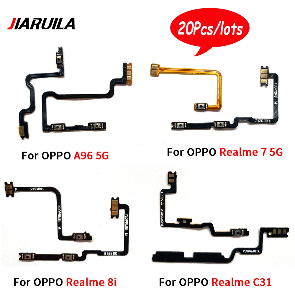 

20Pcs，New Switch Side Button Volume For Oppo A96 5G Realme 3 5 6 7 8I 9 10 Pro C2 A1k C3 C31 C35 Mute Power On Off Flex Cable