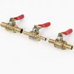 Manguera de válvula pequeña con mango rojo, latón en línea, agua, aceite, aire, Gas, combustible, accesorios de tubería, 6mm, 8mm, 10mm, 12mm