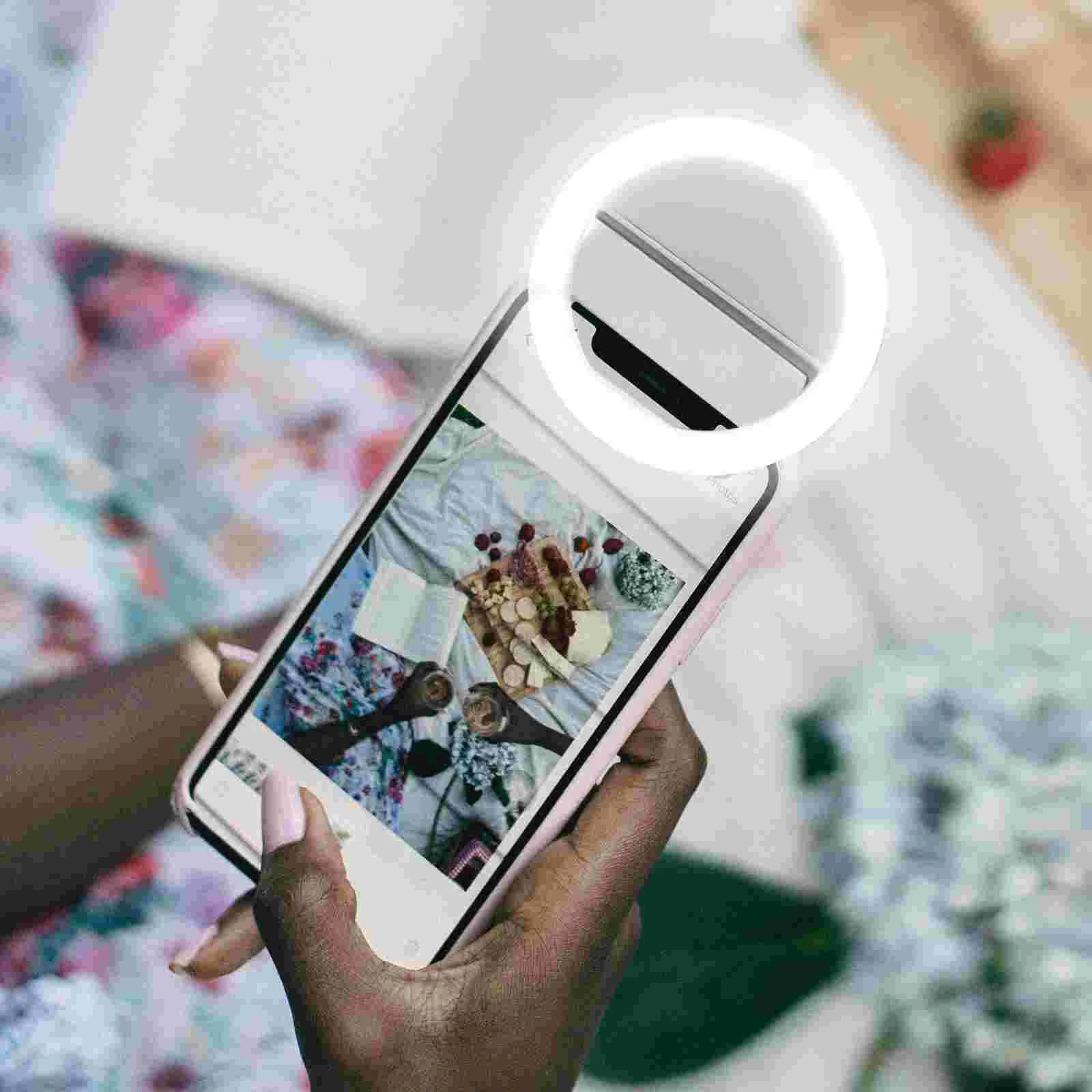 

Mini Portable Round Clip On LED Fill Light Selfie Ring Lamp For Tablet Laptop Brighten Face Durable Plastic Mobile Phone
