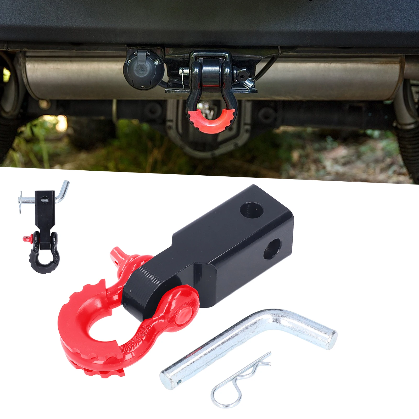 2in Universal Shackle Hitch Receiver Steel Vehicle Recovery Towing Accessories for Cars Trucks  Shackle Hitch Hook Receiver