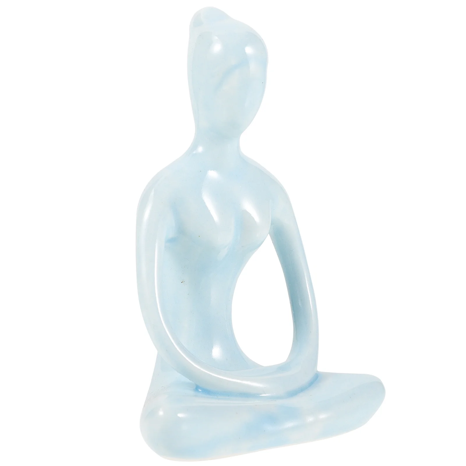 

Yoga Statue Ceramic Craft Ornament for Bedroom Meditation Space Zen Decoration Small Table Sculpture Gift for Anniversary