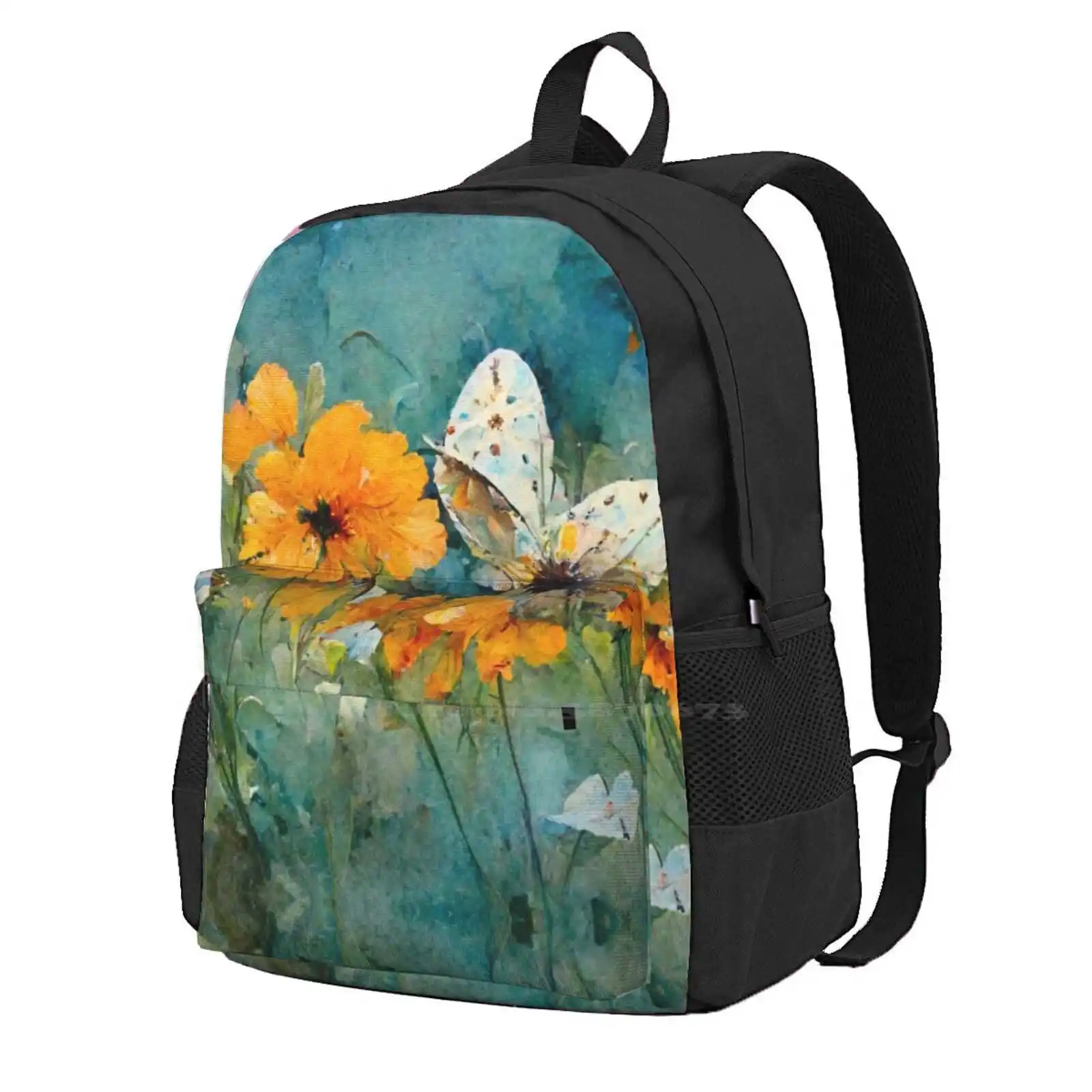 Butterfly Garden 1 School Bag Big Capacity Backpack Laptop 15 Inch Butterfly Garden Nature Butterflies Flowers Floral Moth