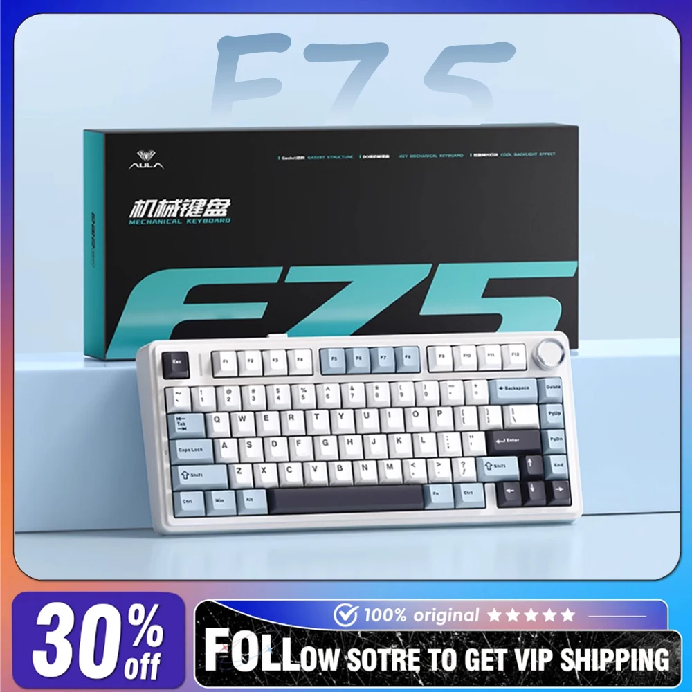 

AULA F75/S75PRO Mechanical Keyboard Wireless Tri-mode RGB Ergonomic Gasket Structure Hot Swap E-ports Gamer Customized Keyboard