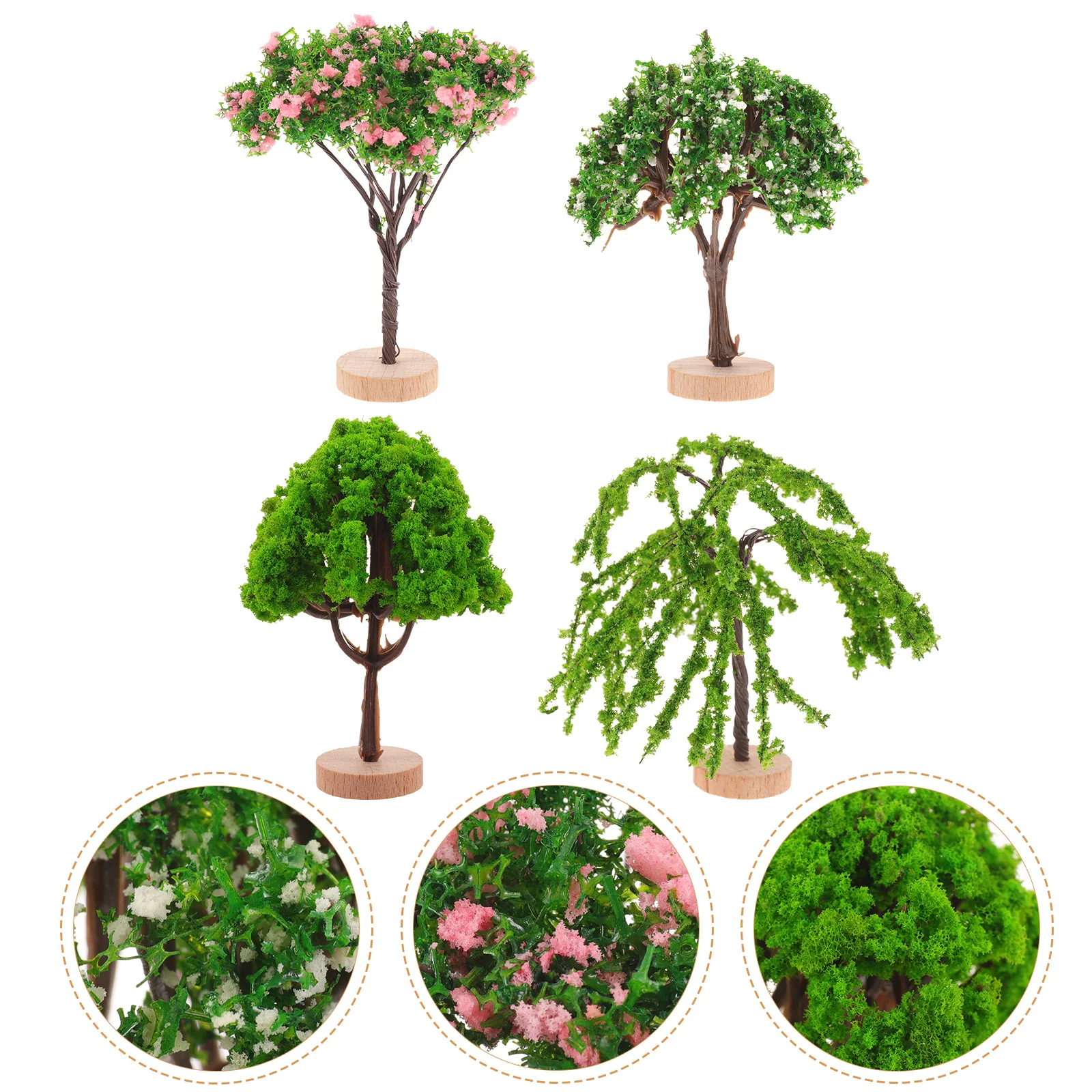 

4 Pcs Simulated Mini Tree Decor Green Scenery Landscape Model Artificial Plant Miniature Street Trees Plastic Fake