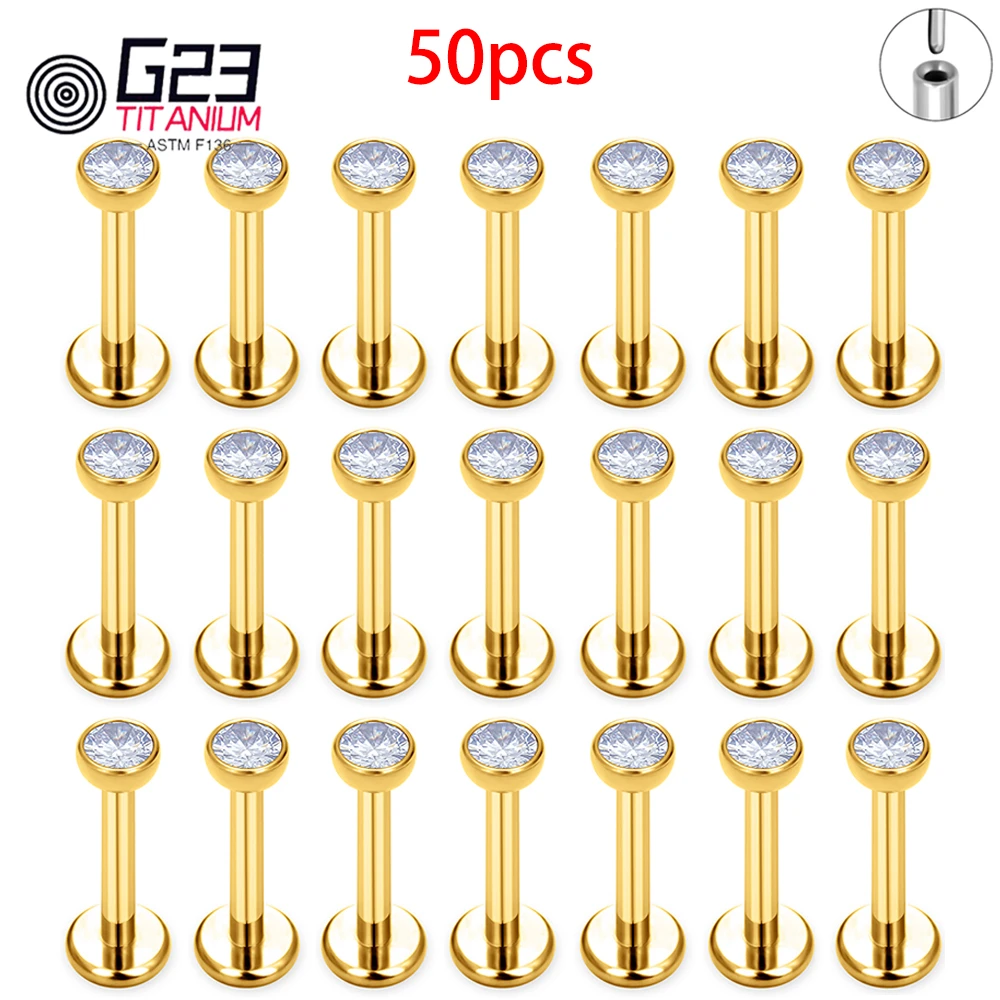 G23 Titanium Threadless Earrings, 10/50Pcs Set
