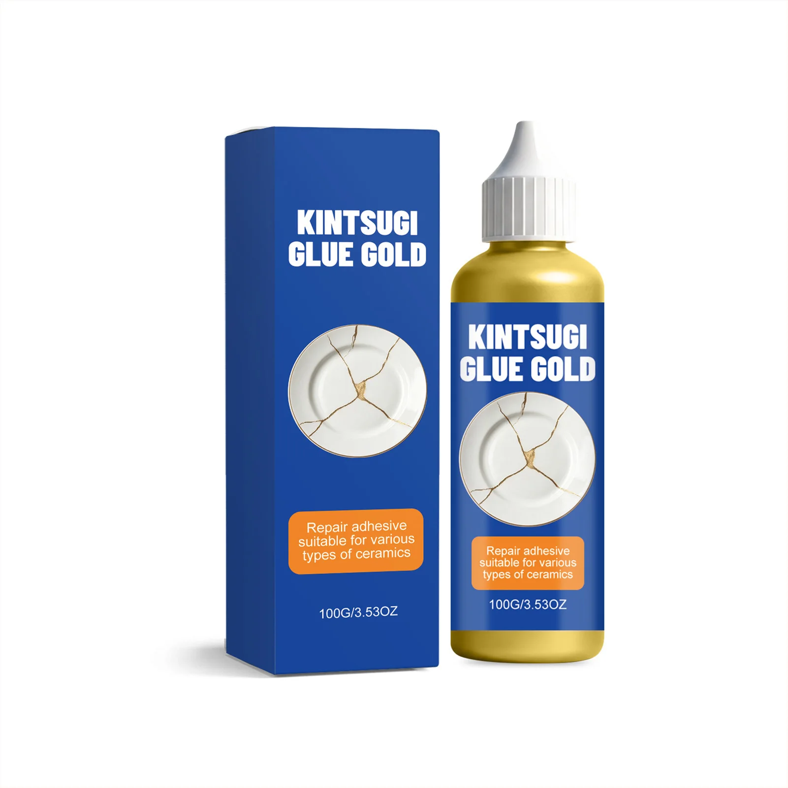 Transparent Ceramic Repair Glue for Home Tableware Kintsugi Kit Porcelain Glass Crack Filler Water Heat Resistant 100g DIY