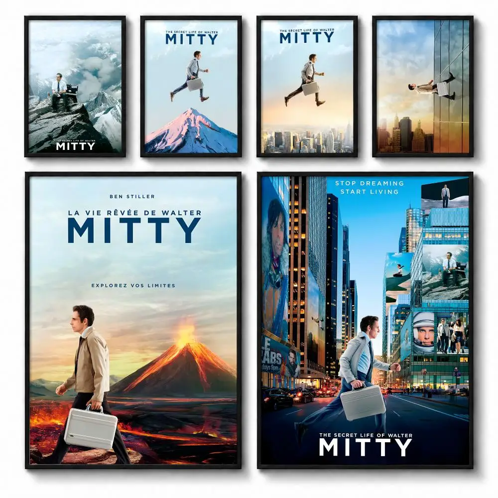 Movie The Secret Life of Walter Mitty Poster Self-adhesive Art Waterproof Paper Sticker Coffee House Bar Room Wall Decor
