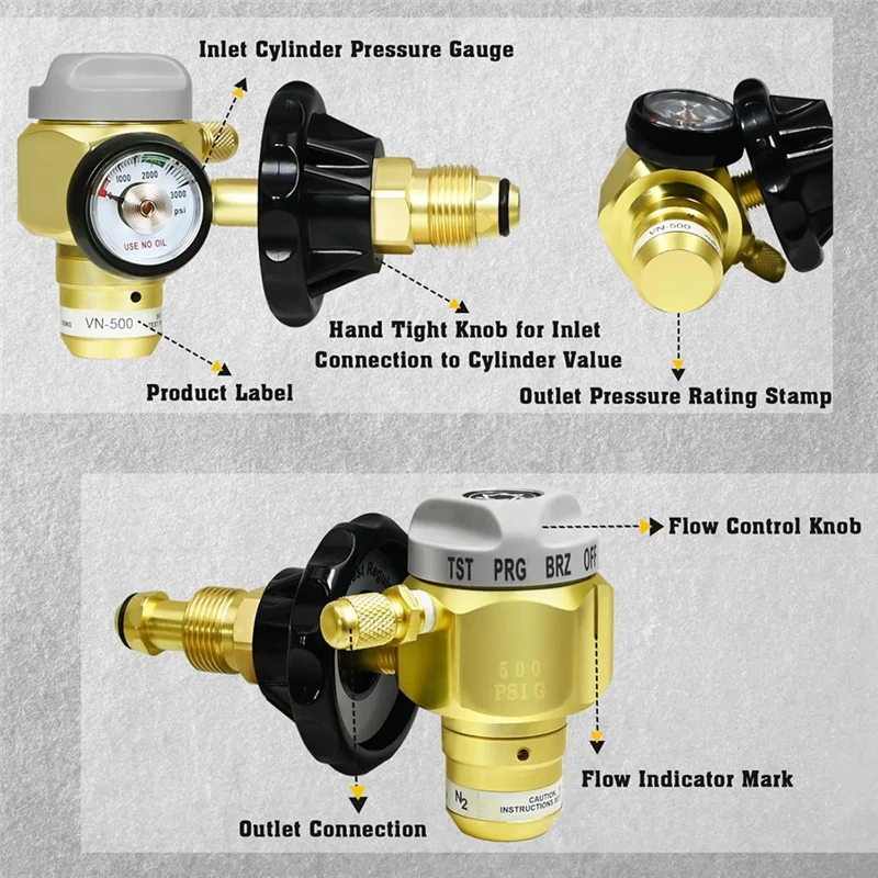 

A38Q-VN-500 Nitrogen Purge Regulator And Flow Meter Hybrid Design, Nitrogen Purging Regulator TST 500PSIG