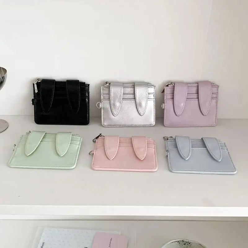 Niedlicher Hasen-Kartenhalter aus PU-Leder, Kawaii-Design mit Hasenohren, mehrere Kartenfächer, tragbare Aufbewahrungstasche für den täglichen Gebrauch, Reisen und Einkaufen. – Detail 1