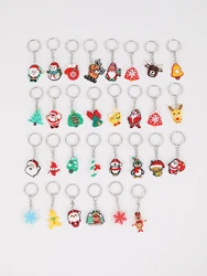 38pcs Cartoon PVC Christmas Keychain Key Ring for party gifts Christmas supplies back to school gifts