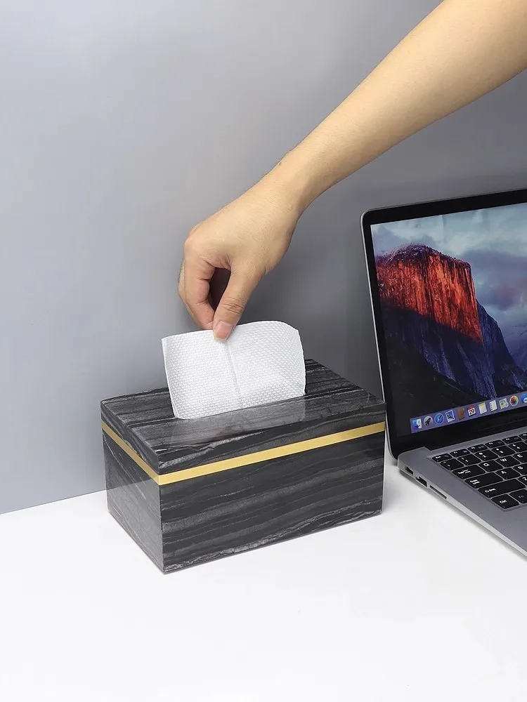 

Light luxury Advanced Creativity Natural Marble Household Use Tissue Box Hotel Bathroom High End Decoration Storage Tissue box