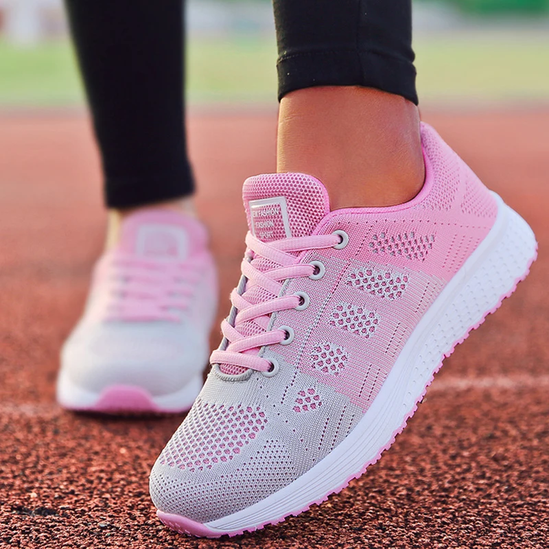 2024 New Women\'s Sneakers Breathable Fashion Flat comfortable Women Sneakers Mesh Fabric Lace Up Ladies Shoes Female Footwear