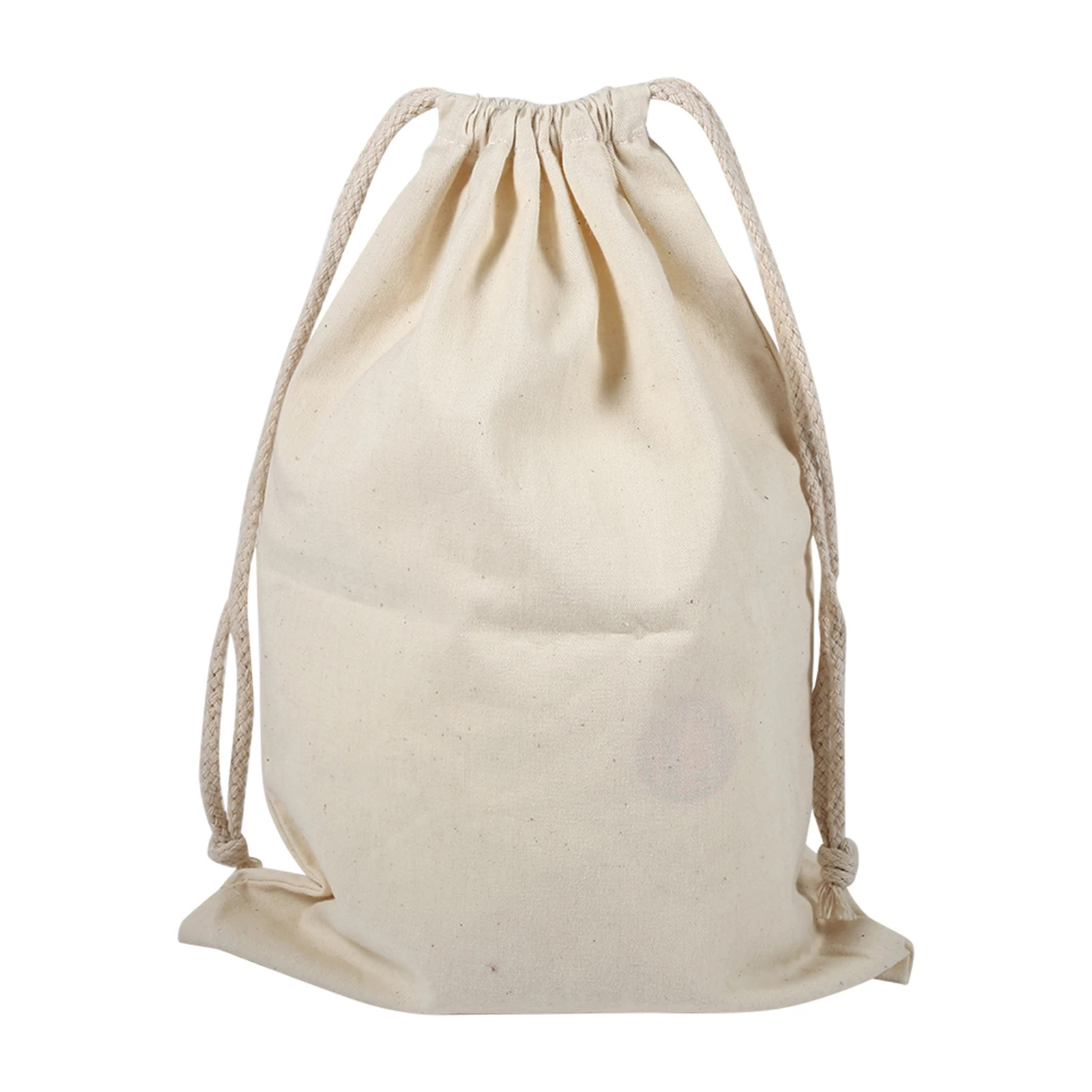 Household Plain Cotton Drawstring Storage Bags Reusable Laundry Sack Stuff Bag For Travel Home Organize