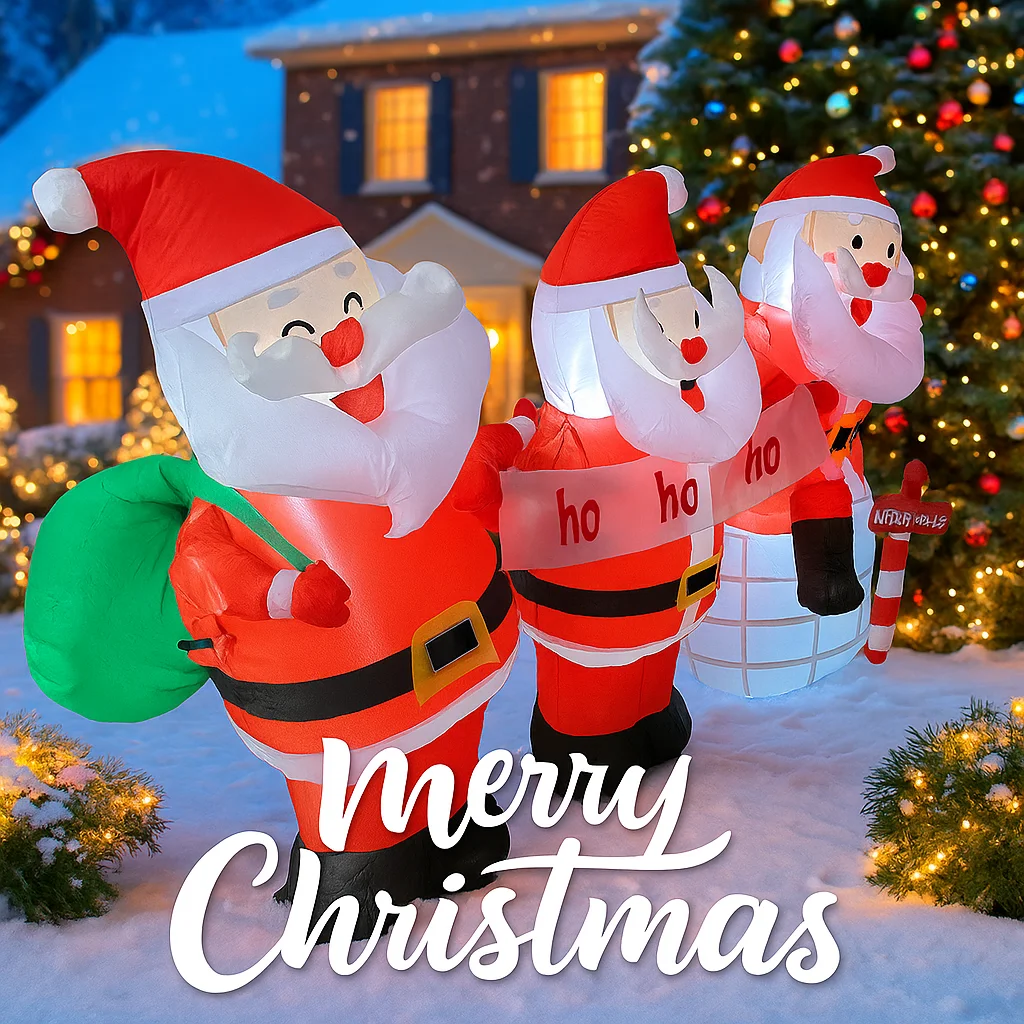 1.8 متر/6FT سانتا كلوز الأسرة زينة عيد الميلاد المنزل نفخ اللعب مع أضواء LED ساحة عيد الميلاد الحلي حفلة ديكور ذاتي الصنع #5