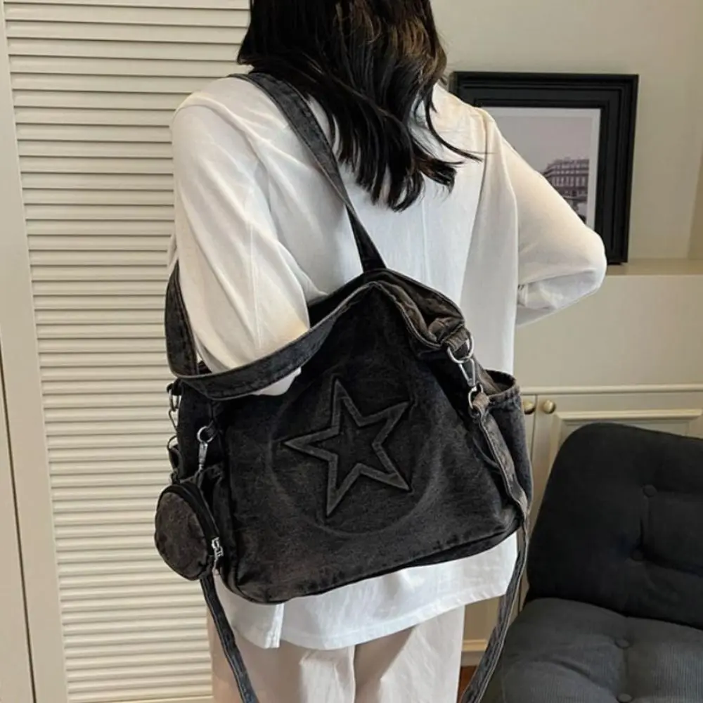 

Casual Vintage Women Tote Bags Y2k Denim Messenger Bags Harajuku Stars Gothic Handbag Daily