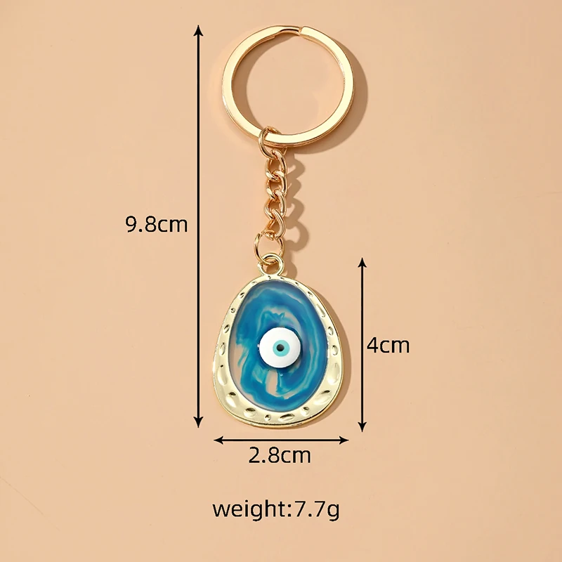 Emaille Farbe Wasser tropfen bösen Blick Schlüssel bund Schlüssel ring für Frauen Geschenk Retro transparenten Truthahn Glück blaue Augen Tasche Auto Box Zubehör