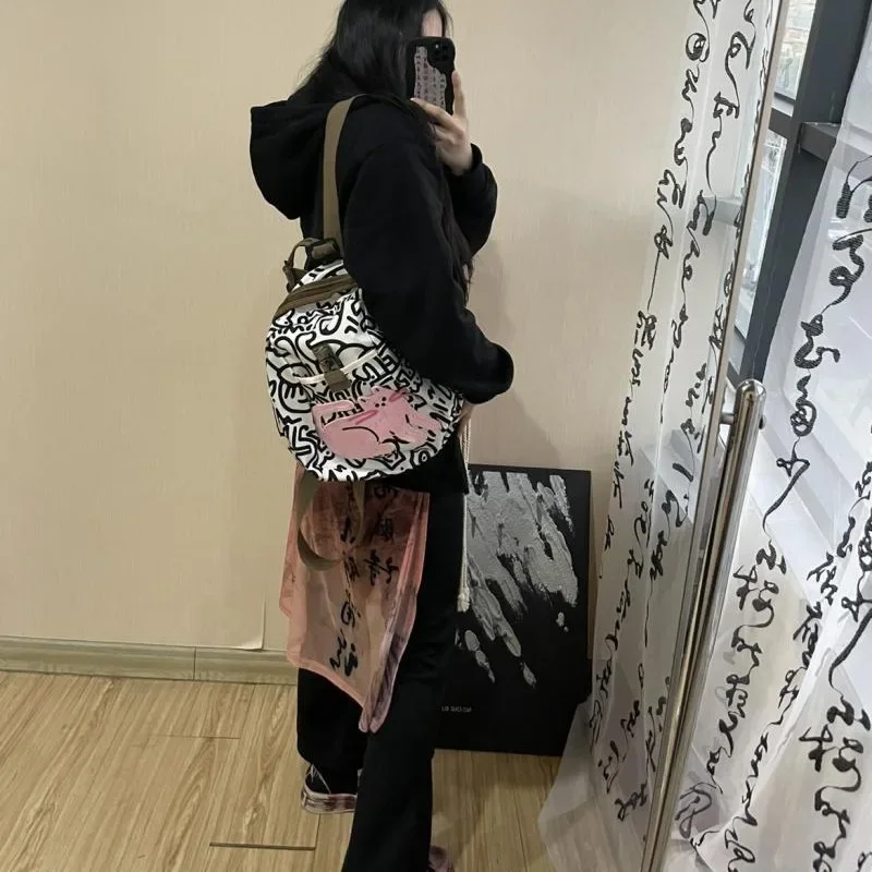 Xiuya Cute Cat Backpack Women Patchwork Fashion Large Capacity University Backpack Harajuku Daily New Female Designer Luxury Bag